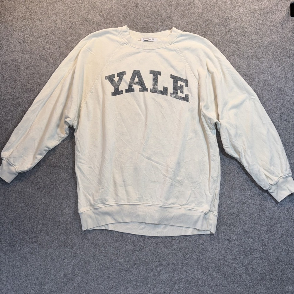 Daydreamer Yale University Sweatshirt Small Cream Cotton Oversized Raglan Sleeve